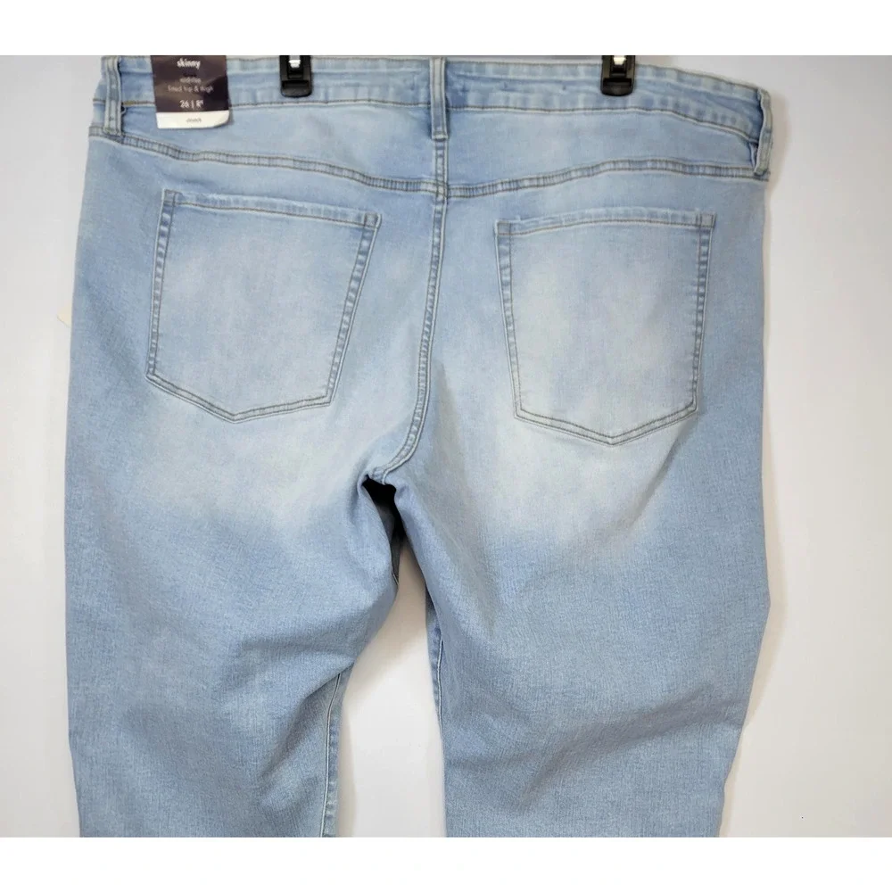 Ava & Viv Jeans Womens 26 Light Blue Mid Rise Skinny Stretch Raw Hem Denim New‎